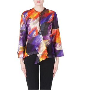 Vintage Joseph Ribkoff Retro Abstract Multicolor Mesh Cardigan Size 14